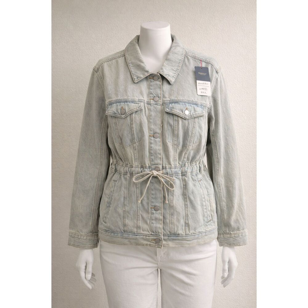 Universal Thread Light Wash Denim Jacket XL Cinched Waist Utility NWT